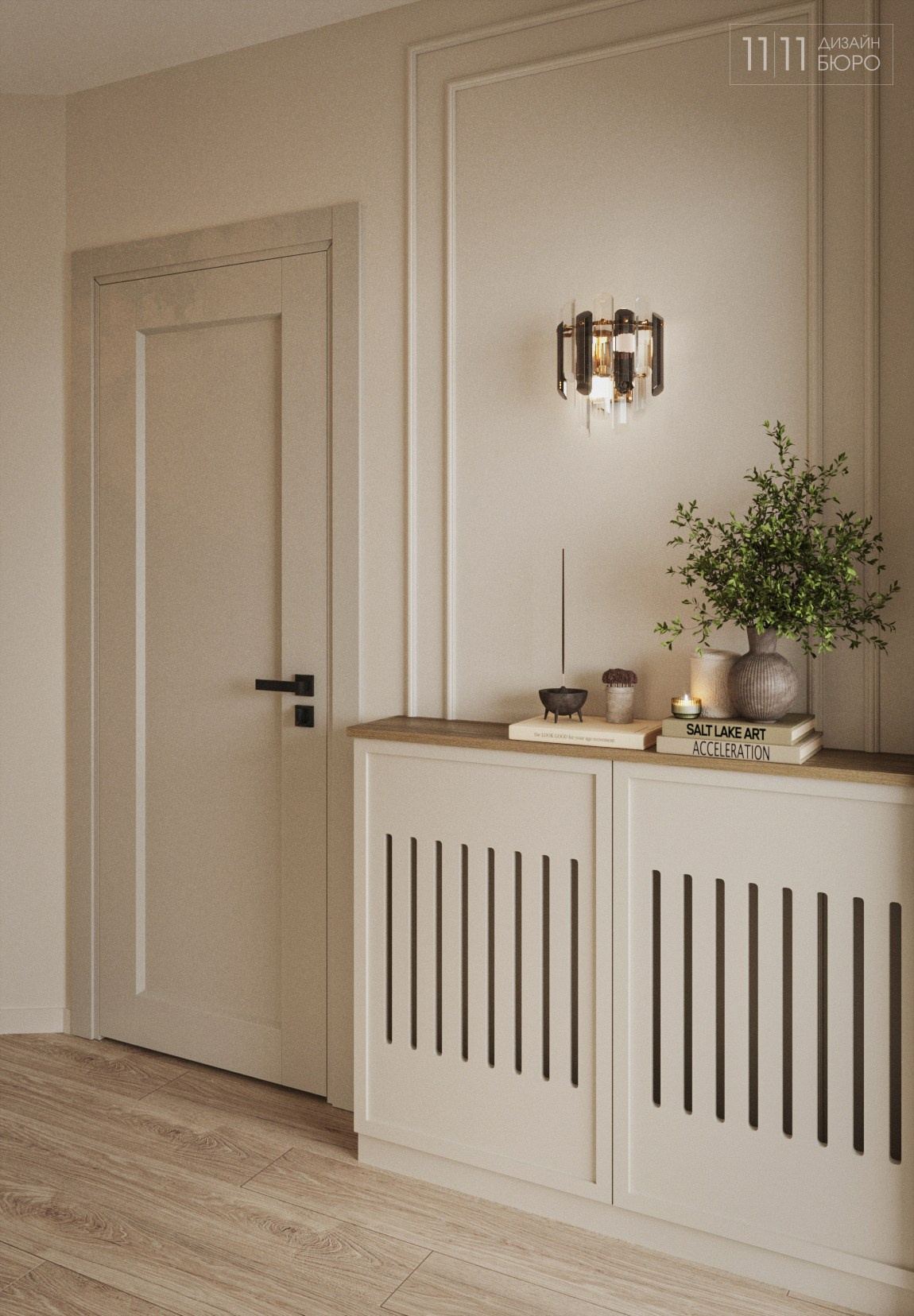 Радиатор отопления внутри шкафа