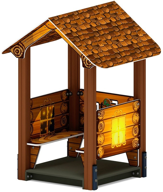 Домик малый 4 (эко) МФ 10.01.04-02 Габариты (ШхДхВ): 1420х1200х1850 Зона безопасности, мм: 2420х2200