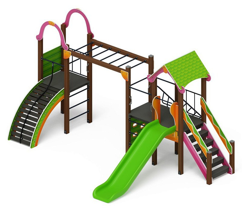 Лукоморье - ДИК 2.25.09-01 - Игровой комплекс H=1200                                                                                                                      Габариты (ШхДхВ): 5920x4760x3040                                                                                                                                                                     Зона безопасности, мм: 3780х6070                                                                                                                                                                        Скат горки: H=1200 (пластиковый скат)