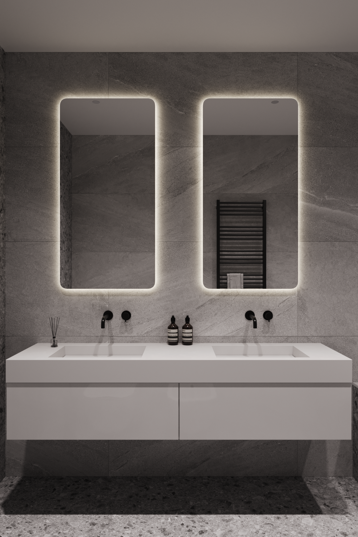 Grey bathroom. 3d визуализатор интерьера Анастасия Лосицкая