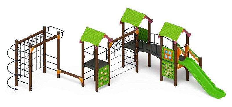 Лукоморье - ДИК 2.25.07-01 - Игровой комплекс H=1200                                                                                                                      Габариты (ШхДхВ): 8610x8060x3000                                                                                                                                                                     Зона безопасности, мм: 12110х11060                                                                                                                                                                        Скат горки: H=1200 (пластиковый скат)