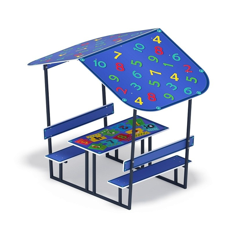 Столик детский с навесом (Арифметика) - МФ 31.01.08-03 Габариты (ШхДхВ): 1400x2180x1850 мм Зона безопасности, мм: 2400х3180