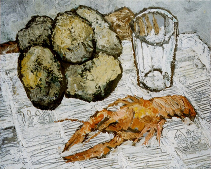 «Рак и картофель» 1971 год Собр. Ф.Ваккари. Италия. Художник Величко Вадим Семёнович