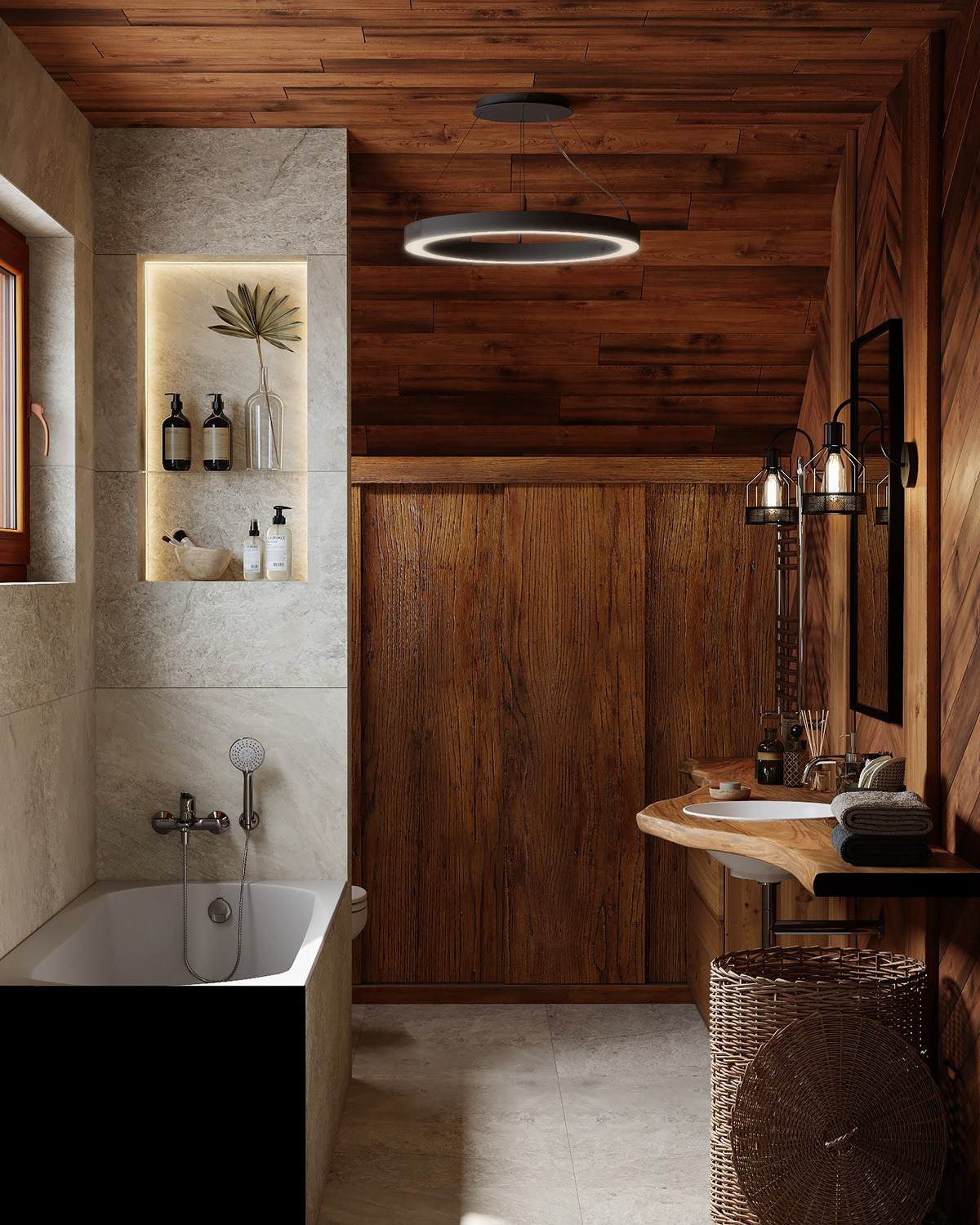 Визуализация санузлов в стиле «Рустик». Заказать 3d визуализацию интерьеров — Дарья Веденёва