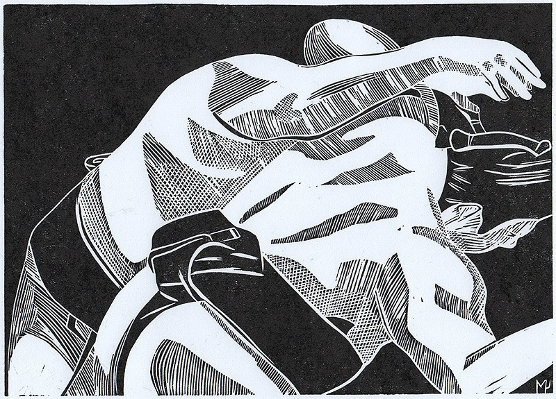 Серия линогравюр Grand Sumo Highlights  по мотивам турниров сумо. Авторская линогравюра, ручная печать на бумаге Ватман Гознак. 大相撲