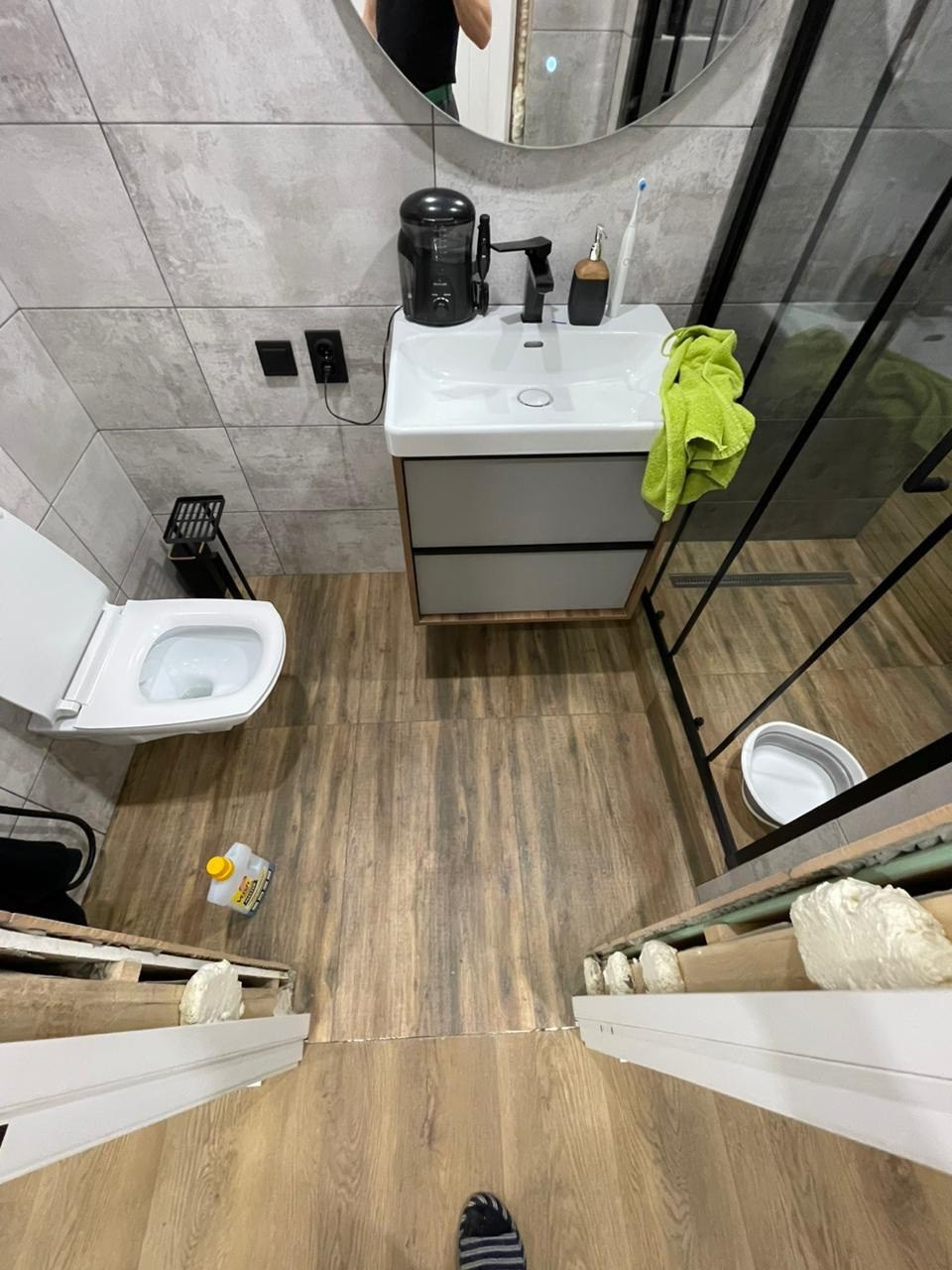 Ванная комната (с. Лесные Моркваши ул. Береговая д. 11). Ремонт санузла, туалета, ванной под ключ в Казани. Укладка плитки