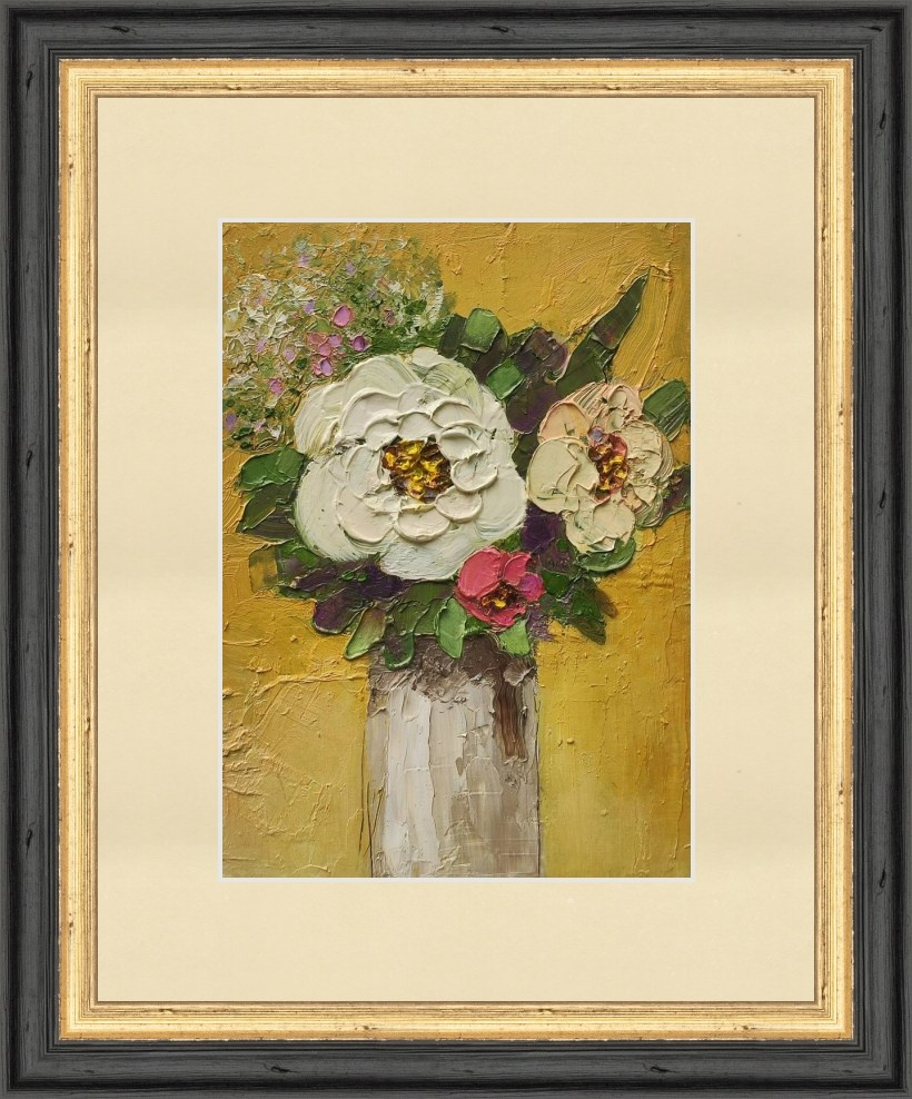 Интерьерная картина букет цветов маслом, декоративная живопись.