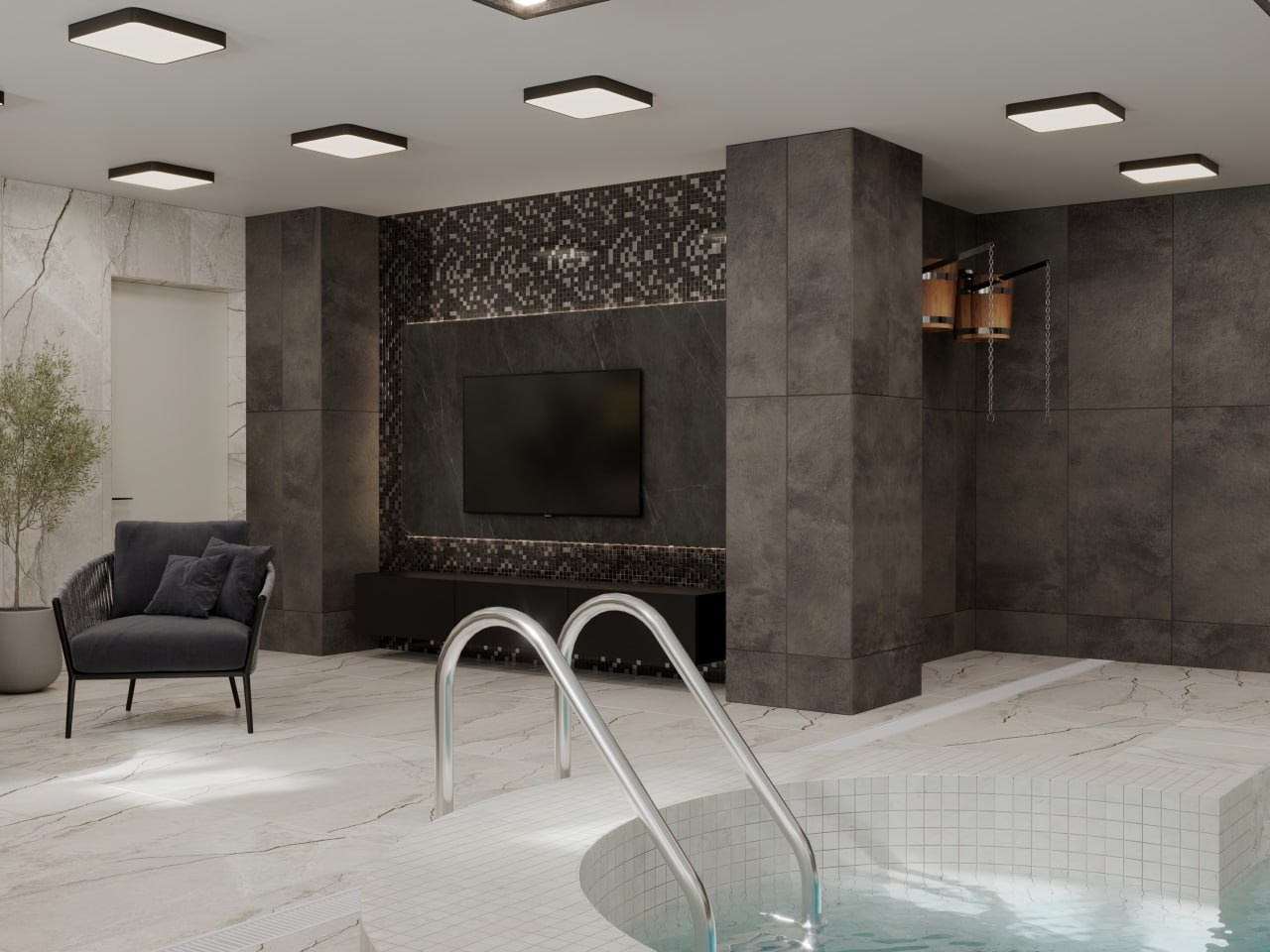 Редизайн зала в сауне «Империя», г. Ангарск, 2021 г. Архитектор — дизайнер Москва