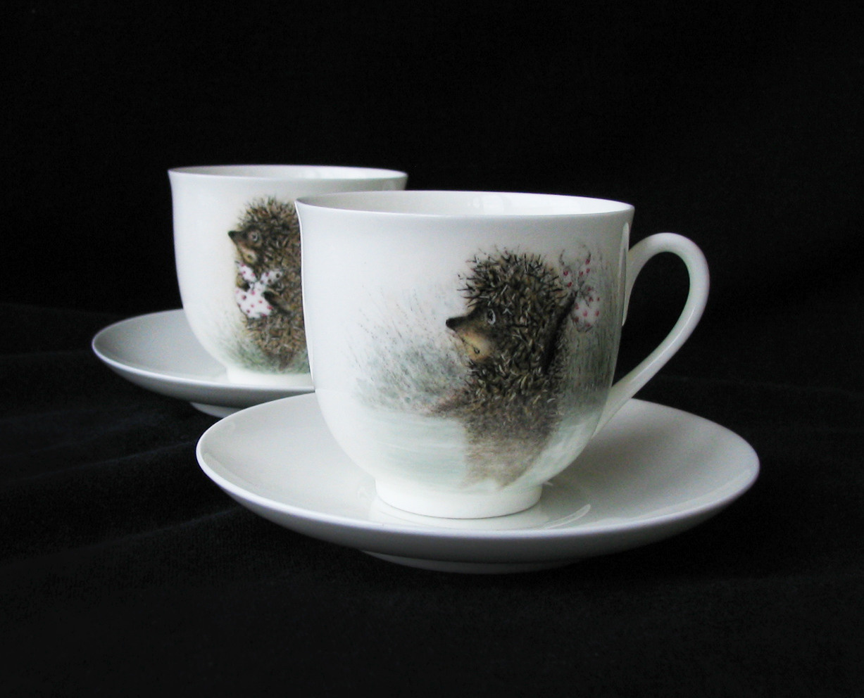 Костяной фарфор «Ёжик в тумане». ИФЗ. Полихромная надглазурная роспись