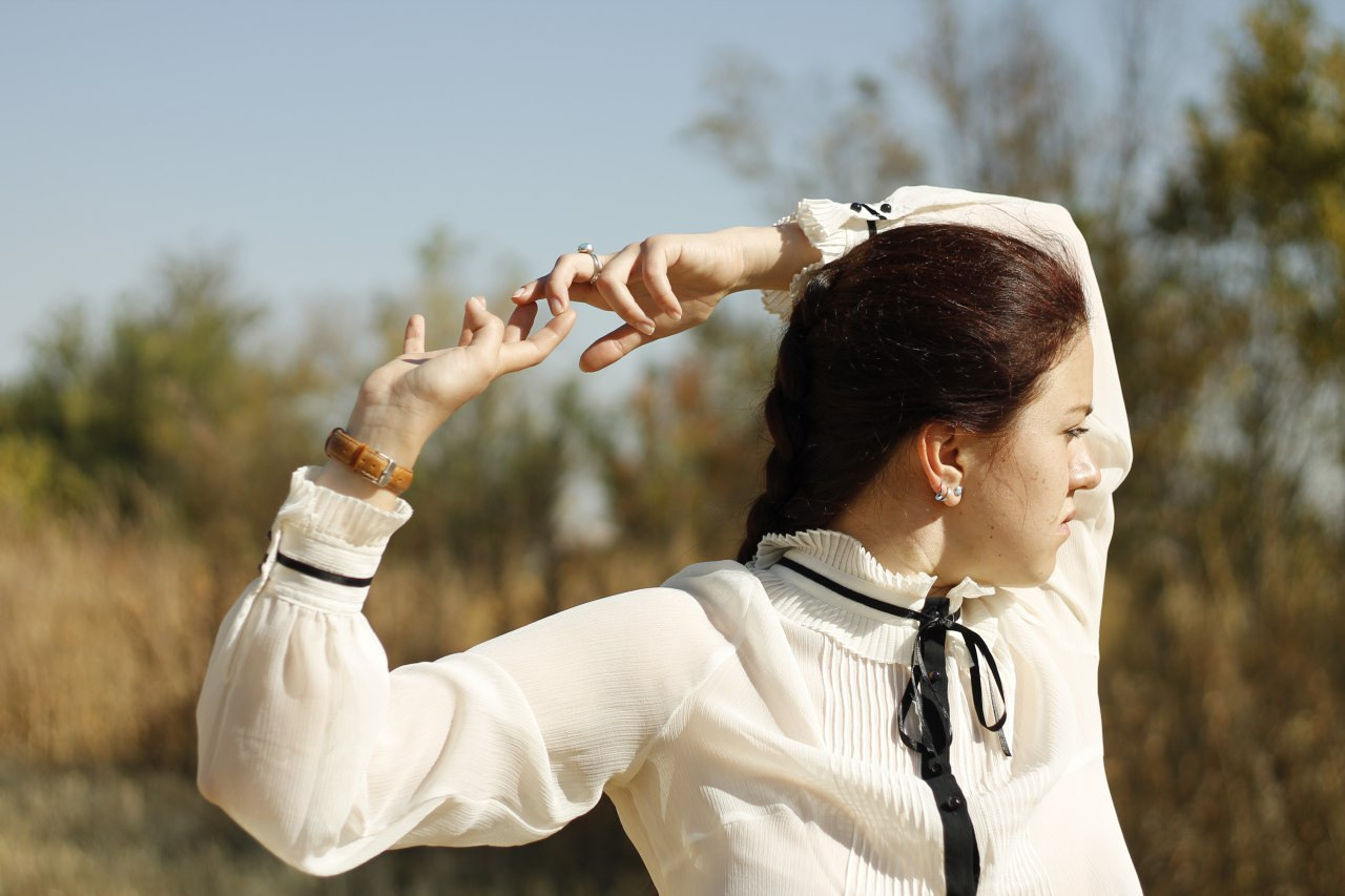 Portrait of woman stay in the middle of nowhere by Anna Karamurzina