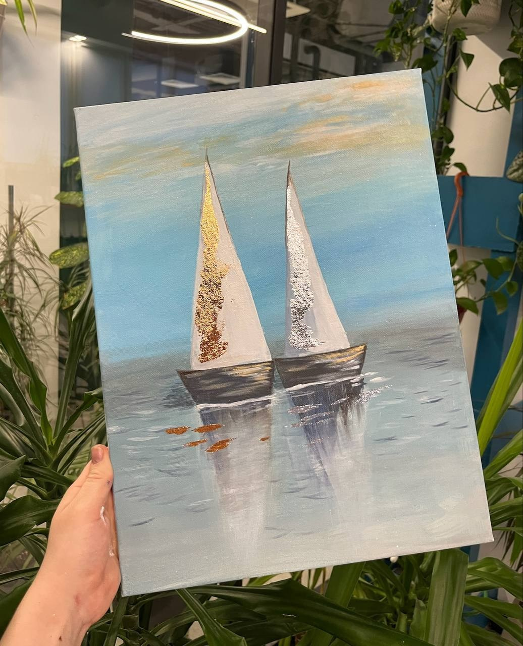 Интерьерная живопись акрилом и поталью