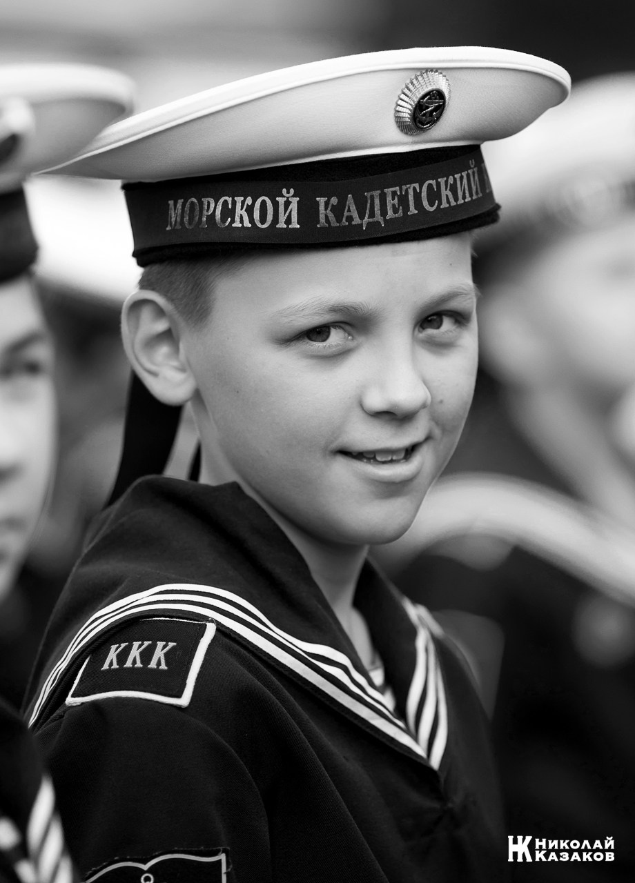 Черно-белый портрет воспитанника Кронштадского морского кадетского корпуса.