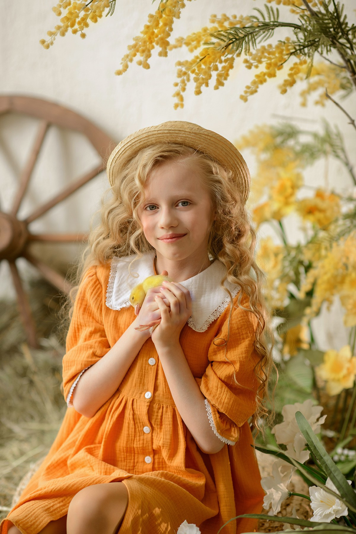 Photo shoot of a girl with goslings and a hat. Photographer Elena Carruthers, Scotland