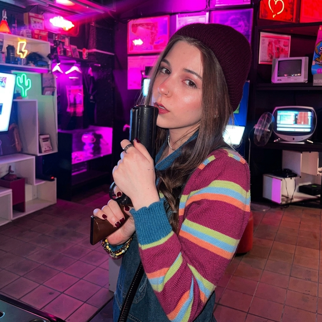 Художественная фотография девушки в игровом центре