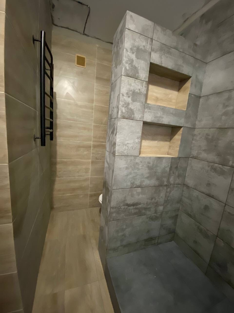 Ванная комната (ул. Волочаевская д. 8). Ремонт санузла, туалета, ванной под ключ в Казани. Укладка плитки