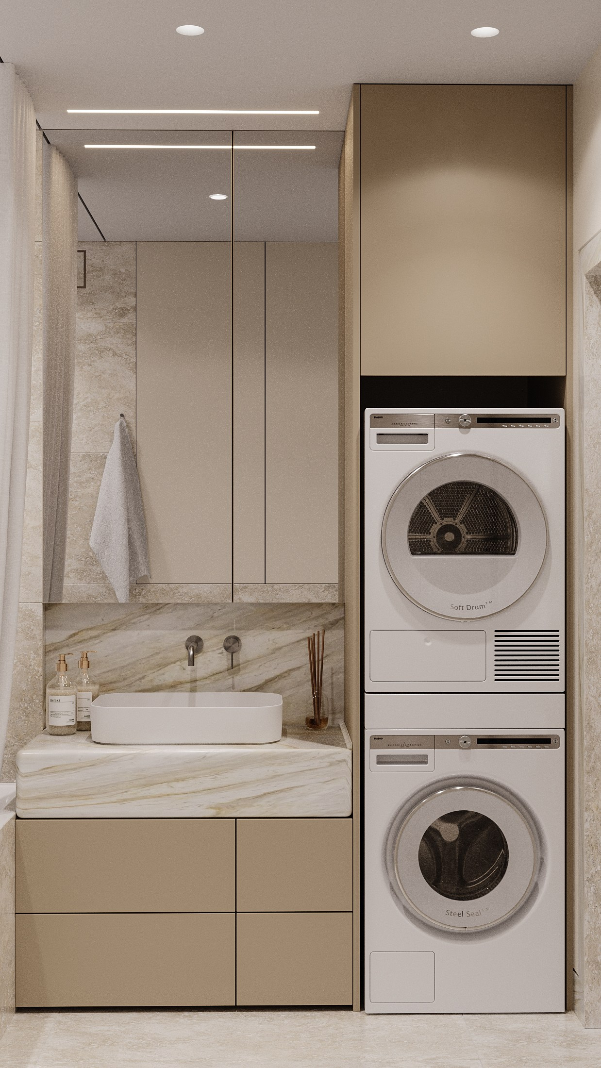 3Д Визуализация ванной комнаты в современном стиле