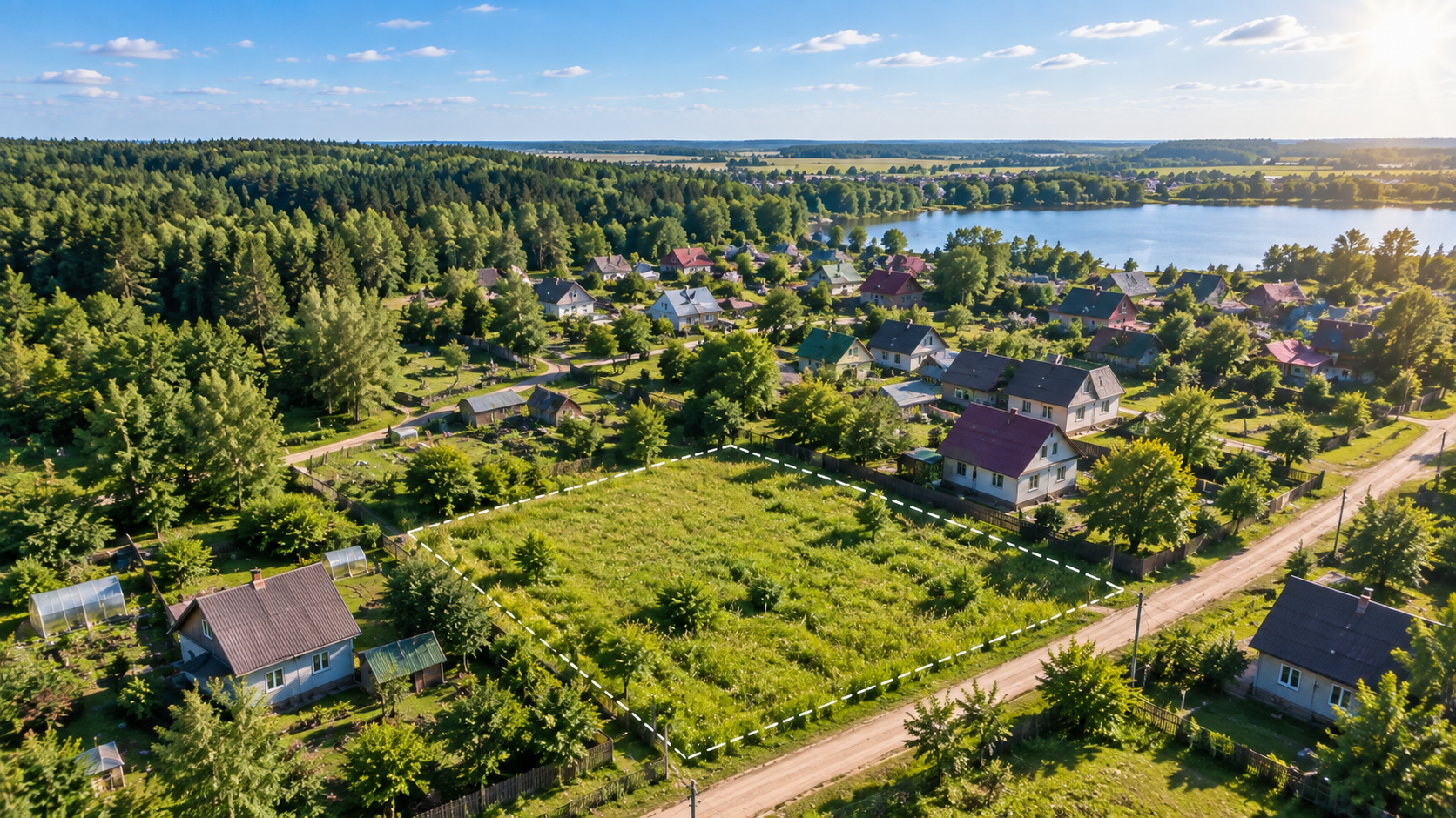 Загородный дом в деревне летом