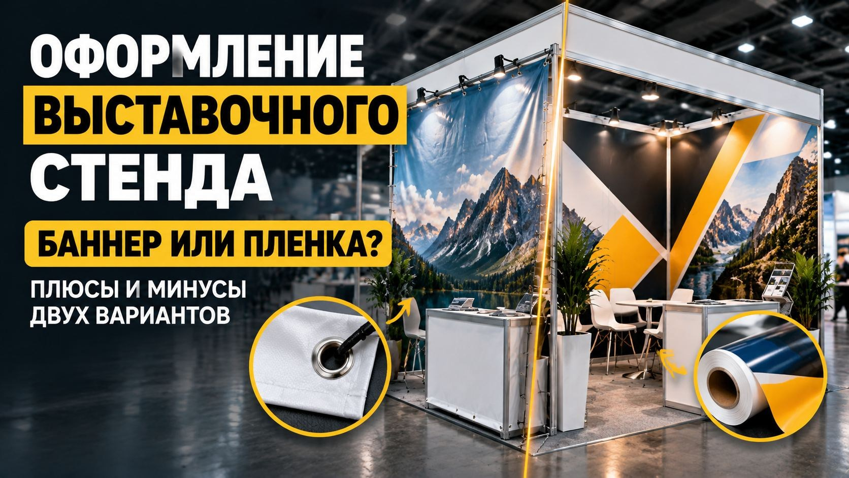 Оформление стандартного выставочного стенда: баннер, пленка, дизайн