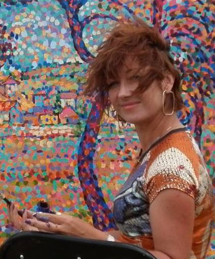 Portrait of Ksenia Filippova while painting a Spanish landscape