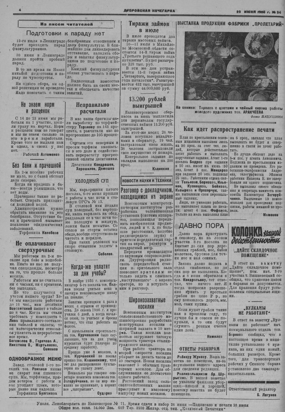 Выпуски газеты за 1936 год. История Назиевского городского поселения