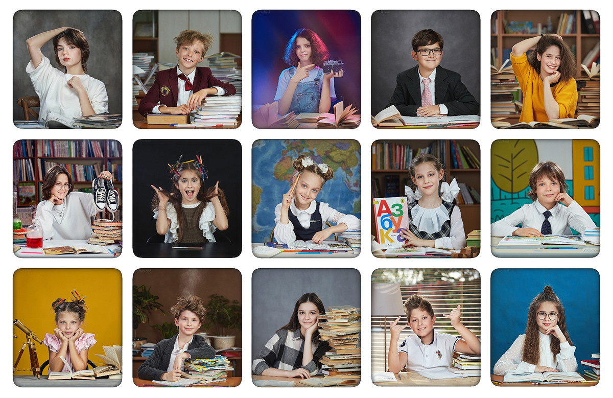 Школьные портреты и виньетка. Школьный фотограф Сергей Беликов