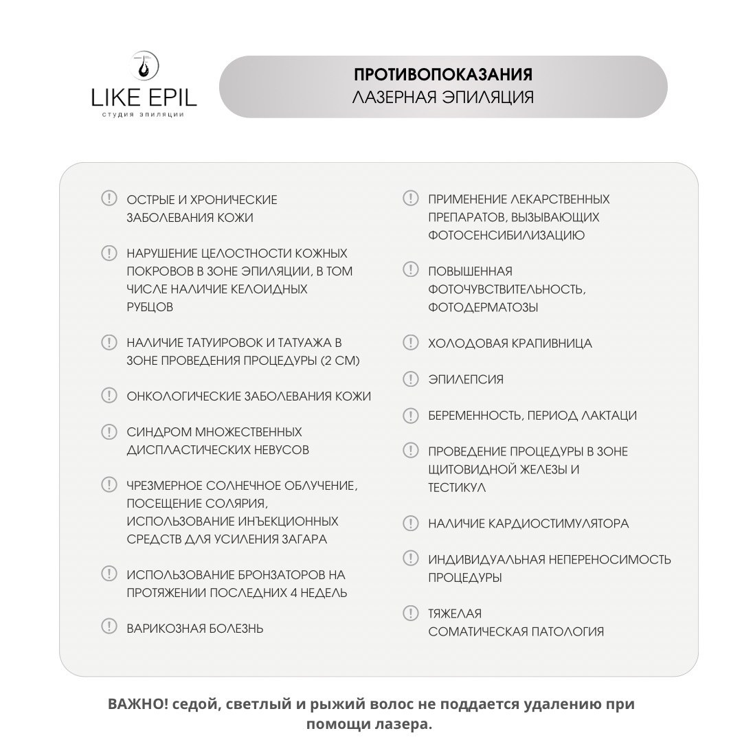 ПОКАЗАНИЯ. Лазерная эпиляци в студии LIKE EPIL Нижний Новгород