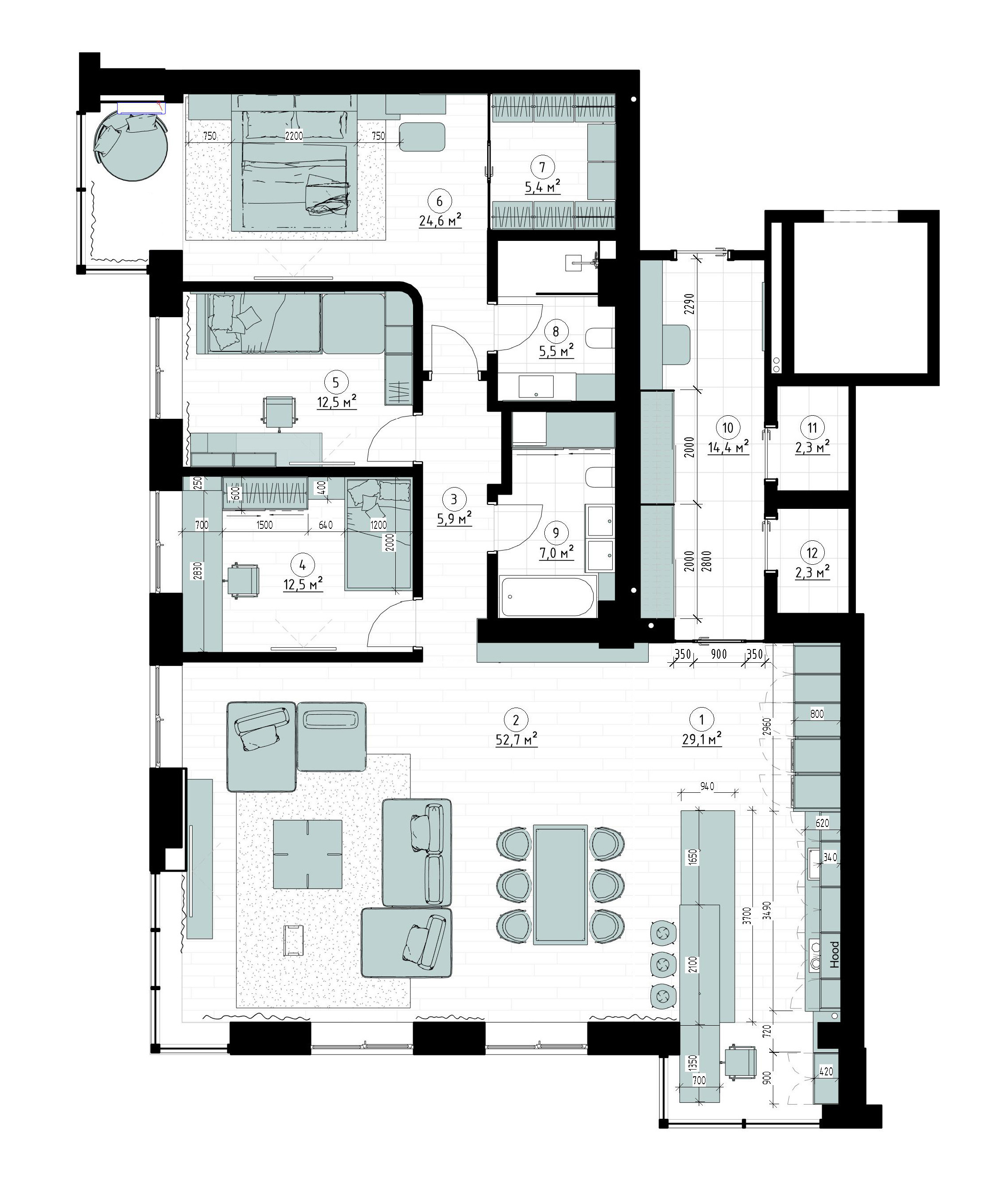 Квартира Дежнев Игорь. Архитектурно-дизайнерское бюро ROOMS