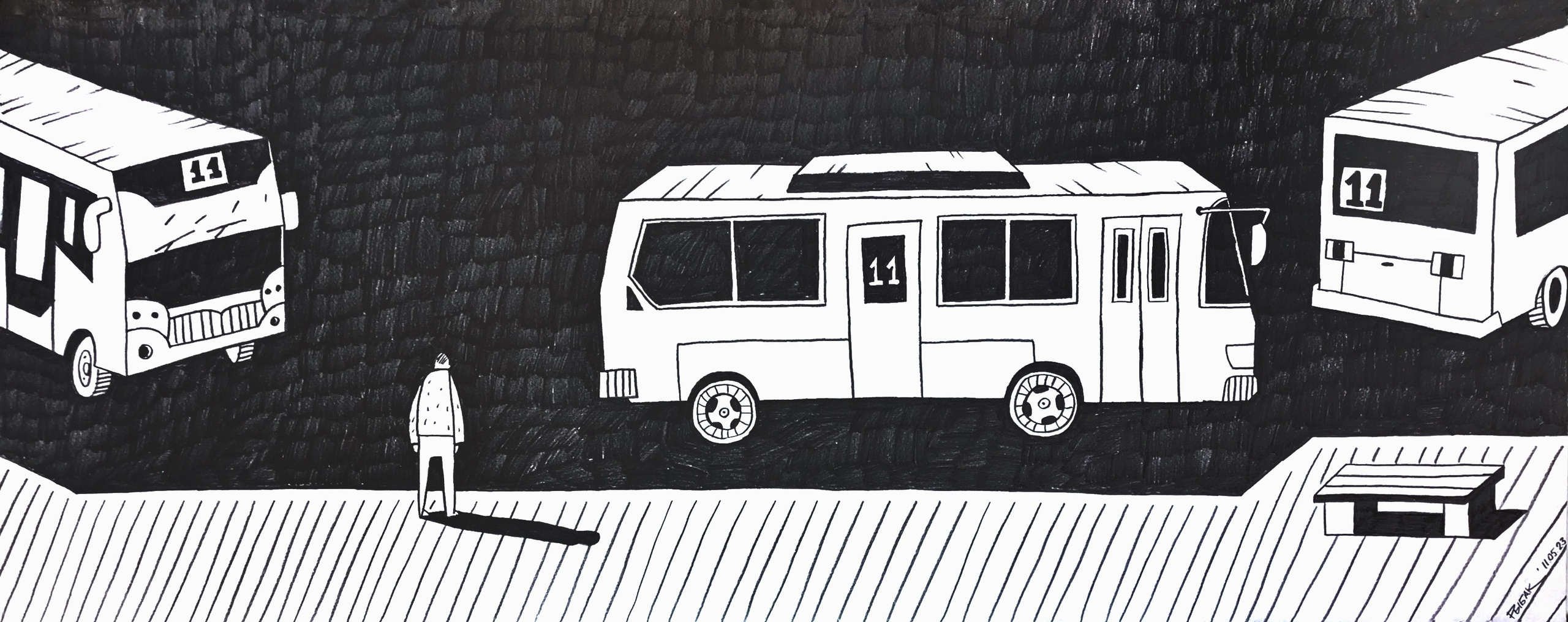 Серия Транспортная Автобусно-таксишная. Художник Рыбак Николай