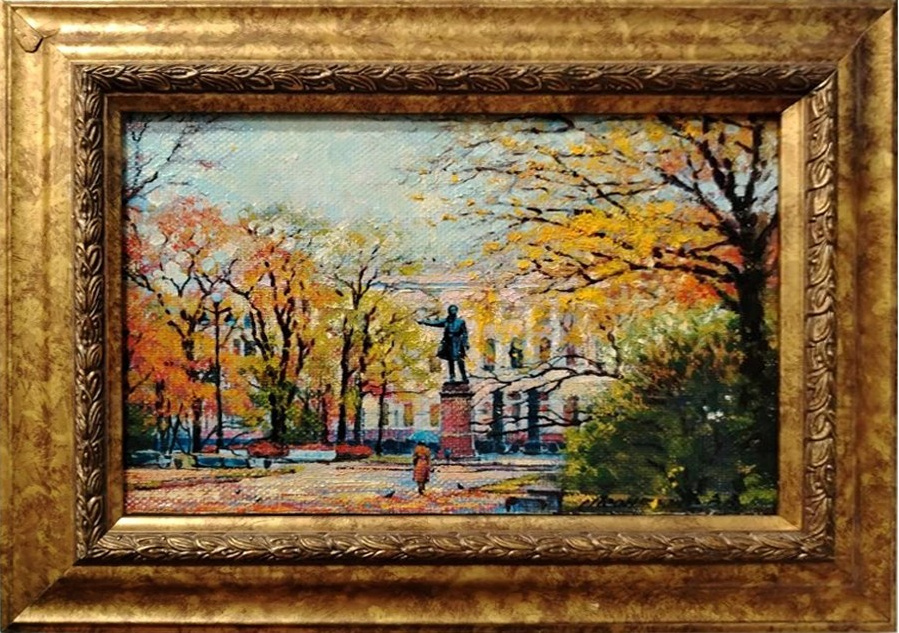 Город, осень, Санкт-Петербурга, площадь, искусств, памятник Пушкину, Русский музей