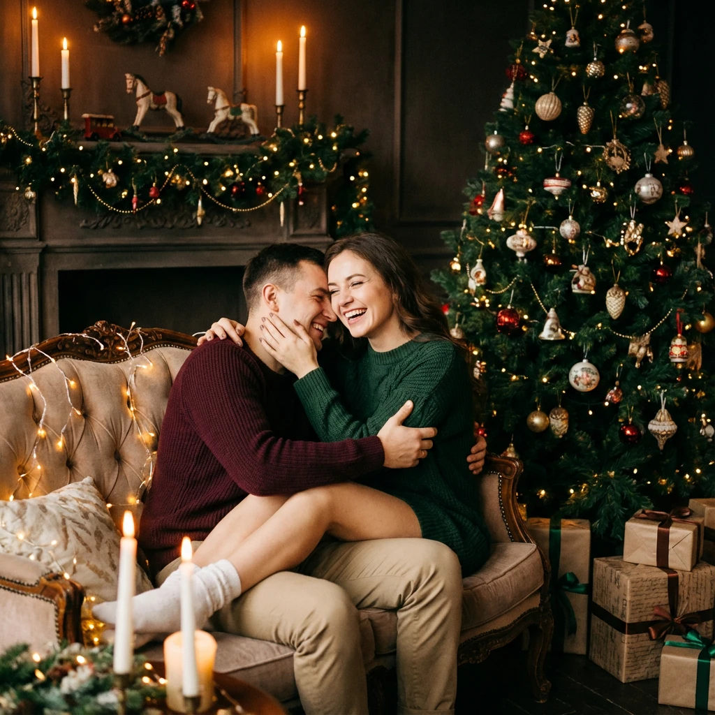 новогодняя фотосессия пары