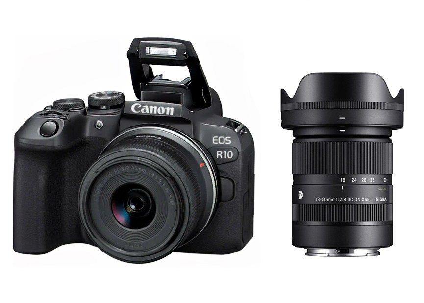 беззеркальный фотоаппарат Canon R10 и объектив Sigma 18-50mm f/2.8 DC DN Canon RF