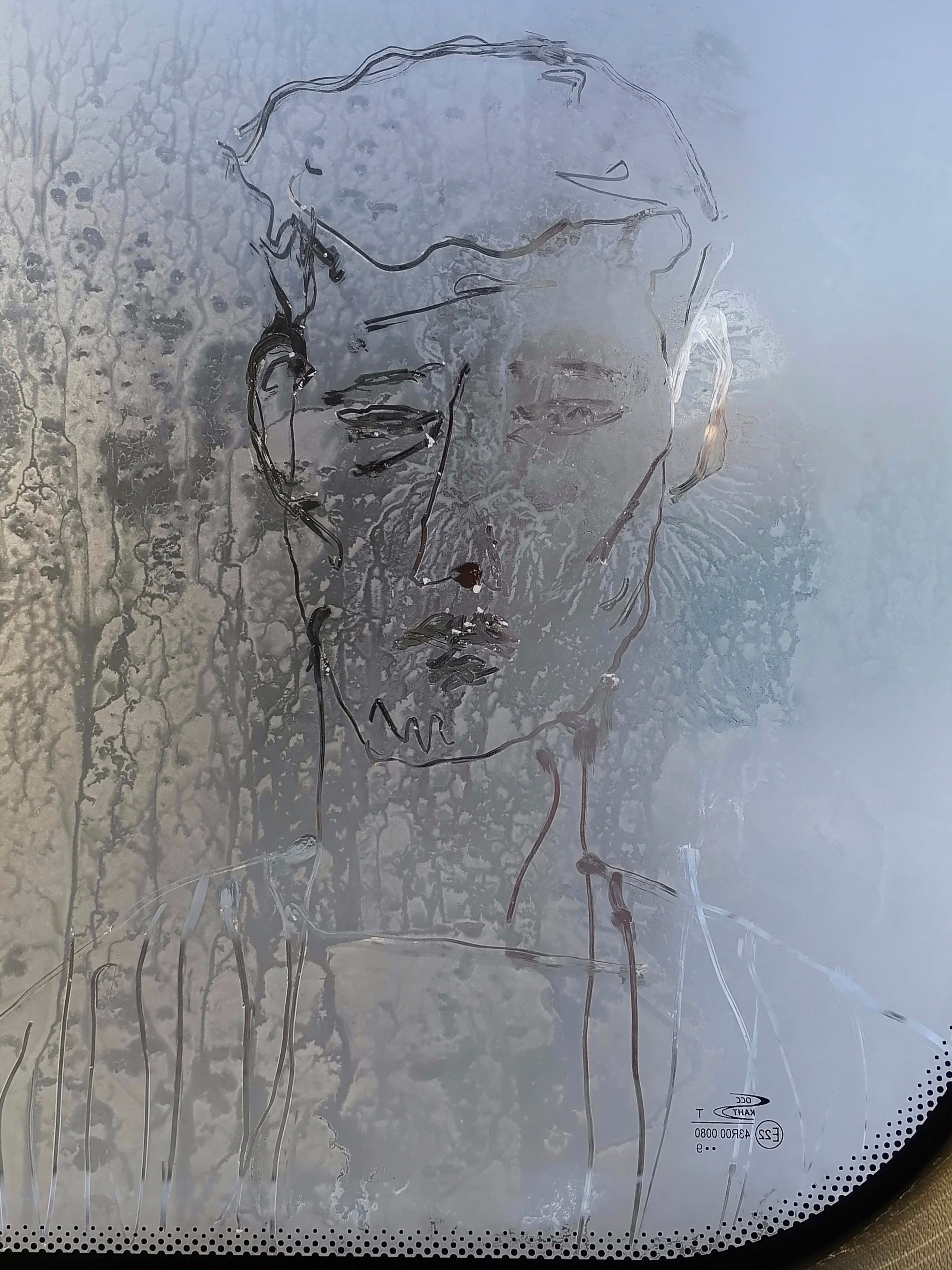 Рисункинаокнахавтобуса. Художник Рыбак Николай