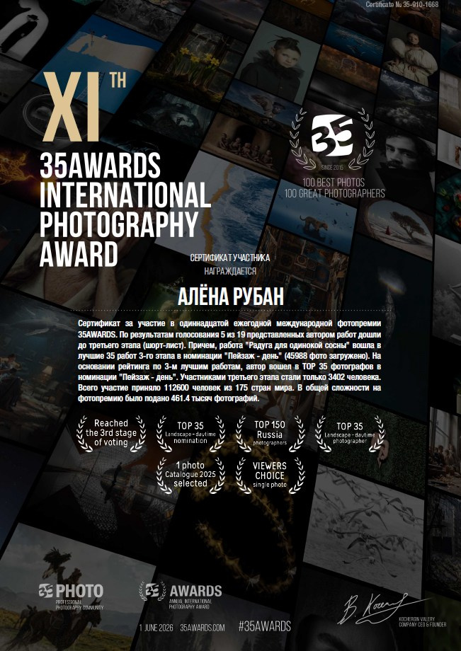 Итоги фотоконкурса 11th 35 awards фотограф Алёна Рубан