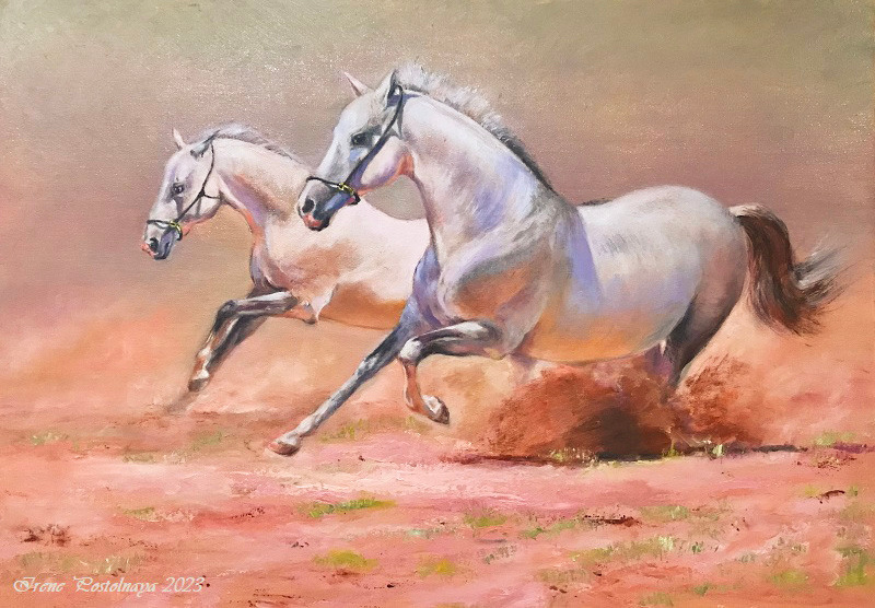 Кони, лошади. Картина в продаже. Картина в подарок купить.