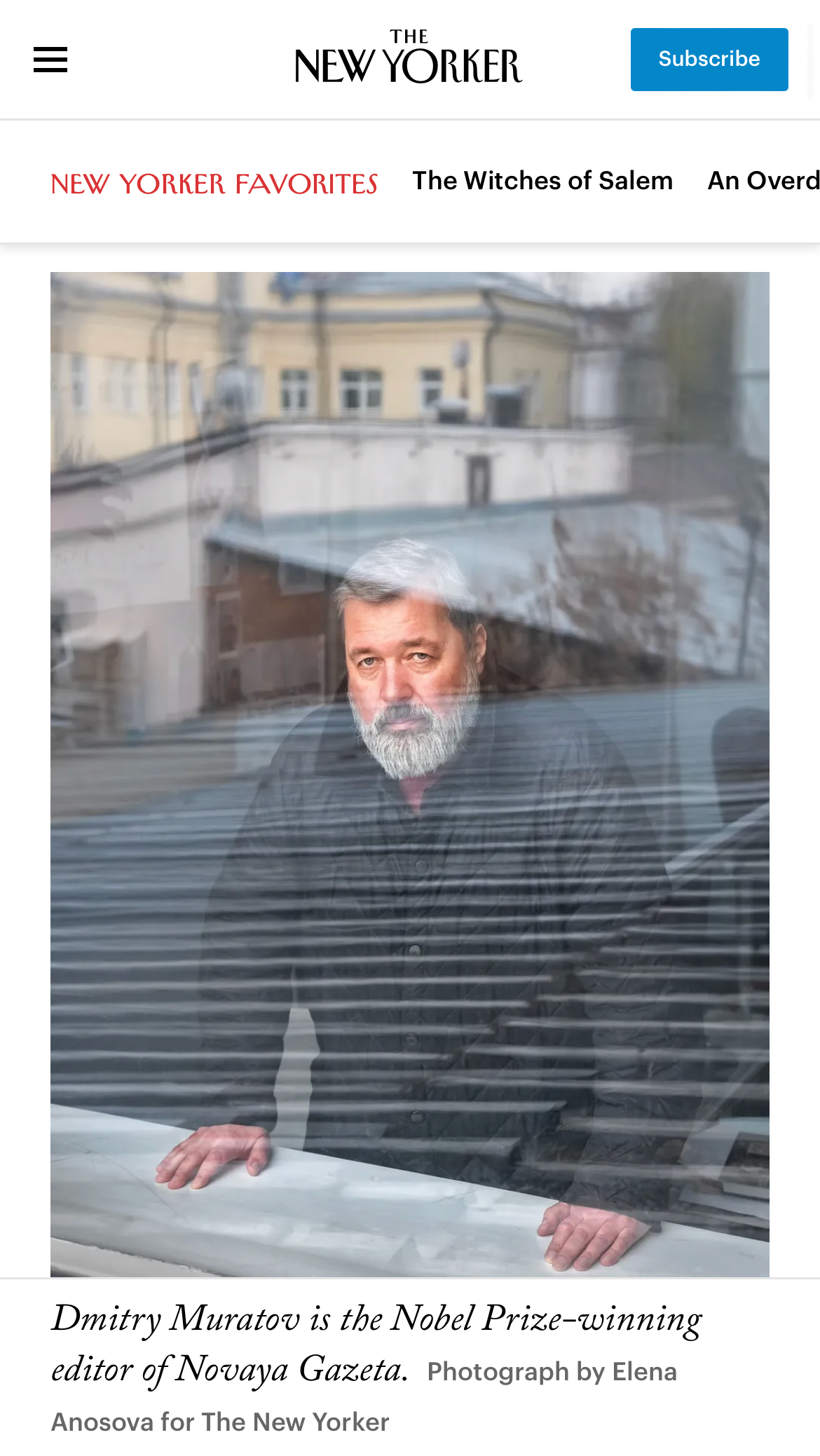 Portrait of Dmitry Muratov for The New Yorker. Елена Аносова — художница и исследовательница, куратор и лектор