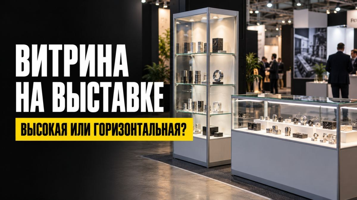 Высокая или горизонтальная витрина на выставке: что выбрать