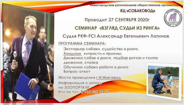 СЕМИНАР «Взгляд судьи из ринга». НРОО КЦ "Собаковод"