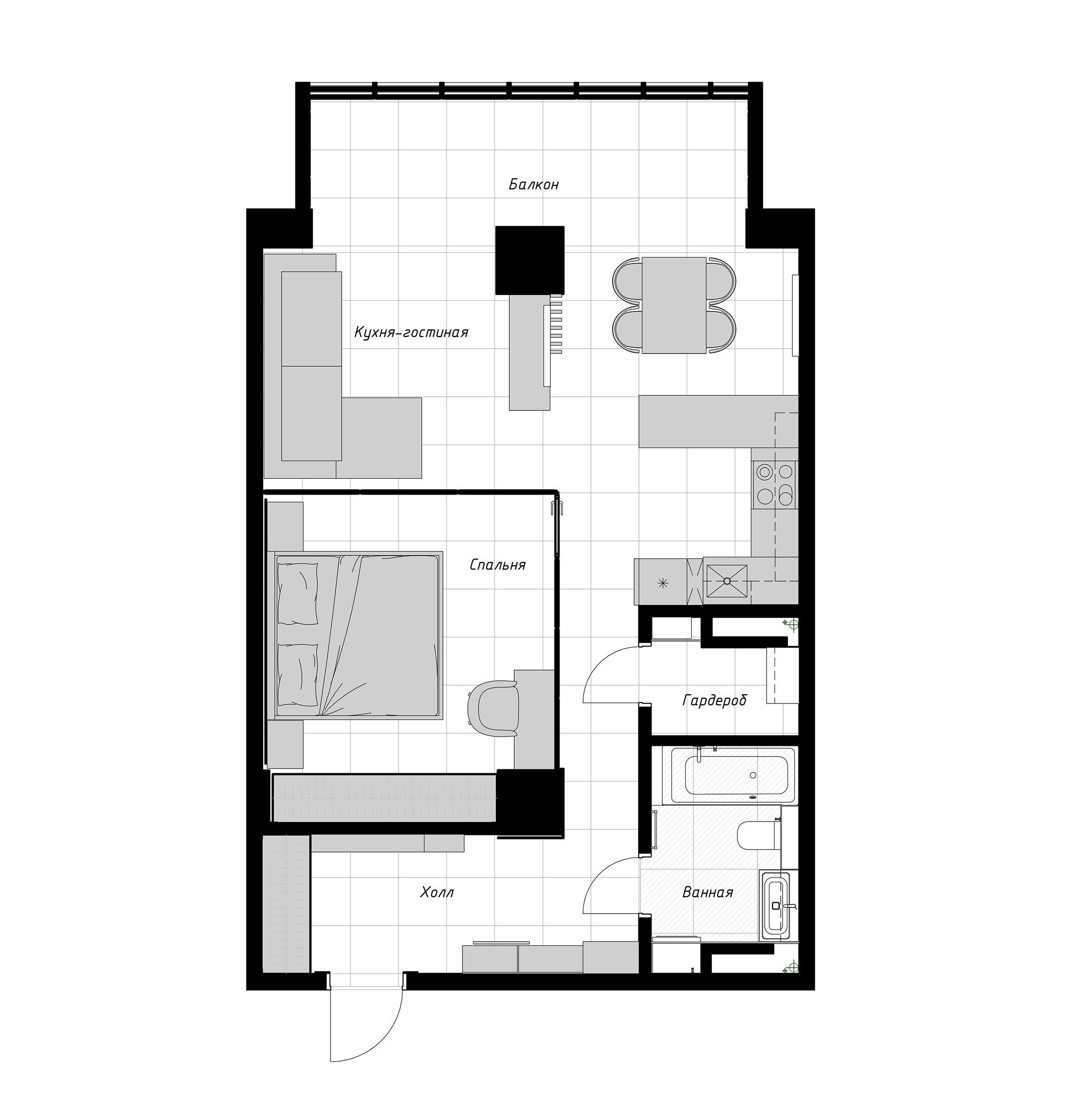 Квартира ЖК Кристалл Игорь. Архитектурно-дизайнерское бюро ROOMS