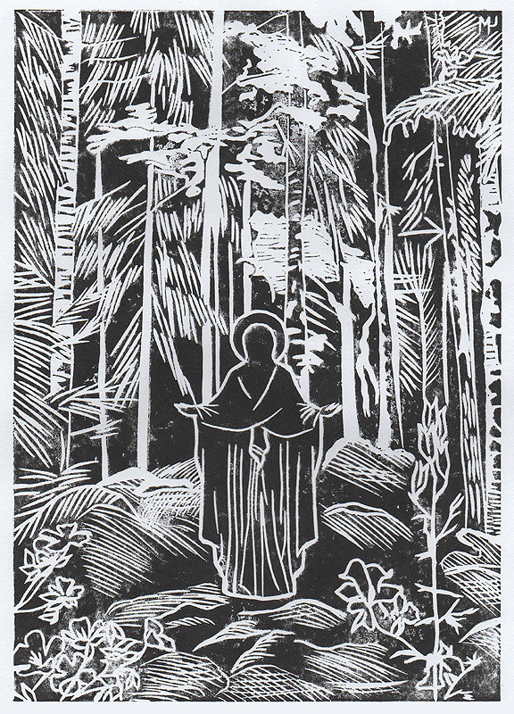 Без названия, 2022. Авторская линогравюра на бумаге Ватман Гознак. Работа участвует в выставке "После иконы: графика" со 2 июля по 24 сентября 2023 г. в Феодоровском соборе (Санкт-Петербург).