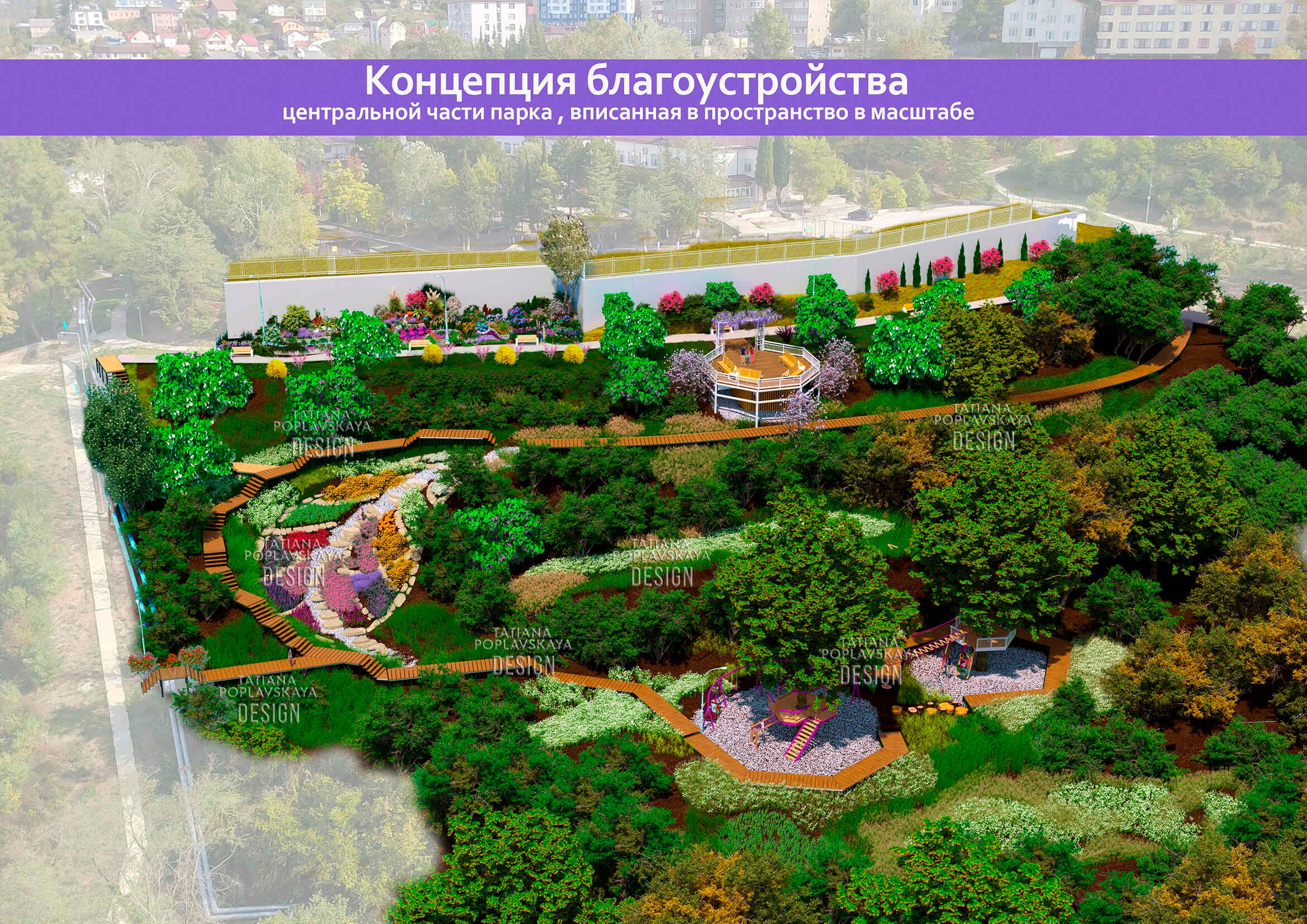 Проект благоустройства парка 80-летия образования Краснодарского края. Интерьерный дизайнер в Сочи Поплавская Татьяна. Проектирование интерьеров и организация процесса ремонта