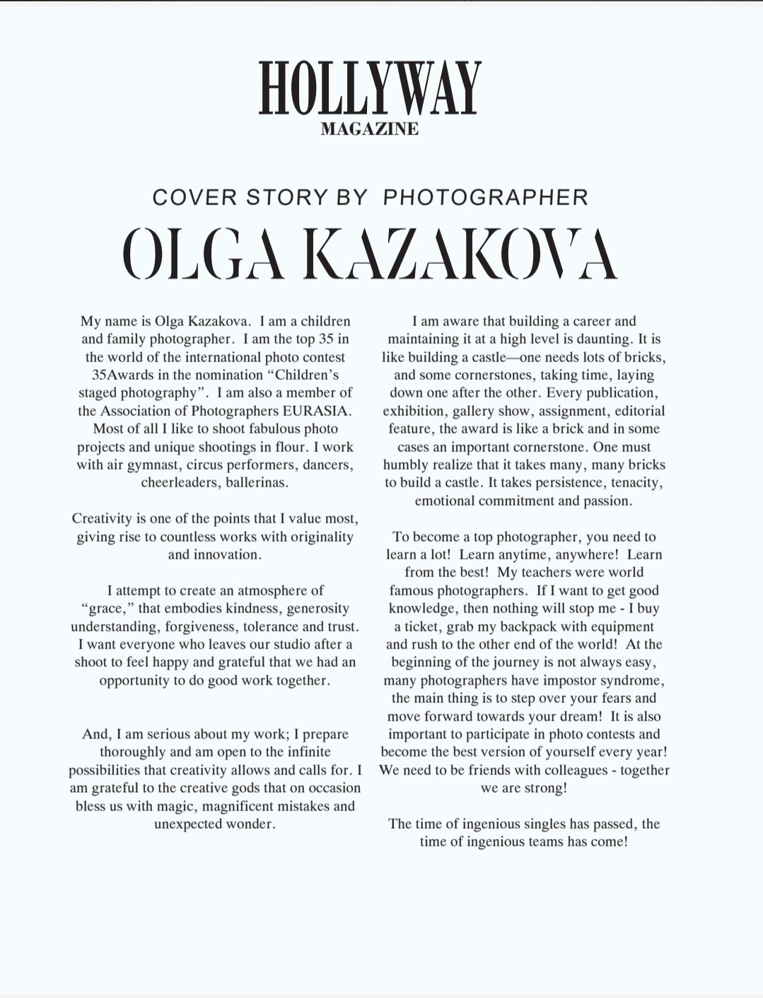 Публикации в журналах. Семейный и детский фотограф Новосибирск Ольга Казакова. Съёмки в муке