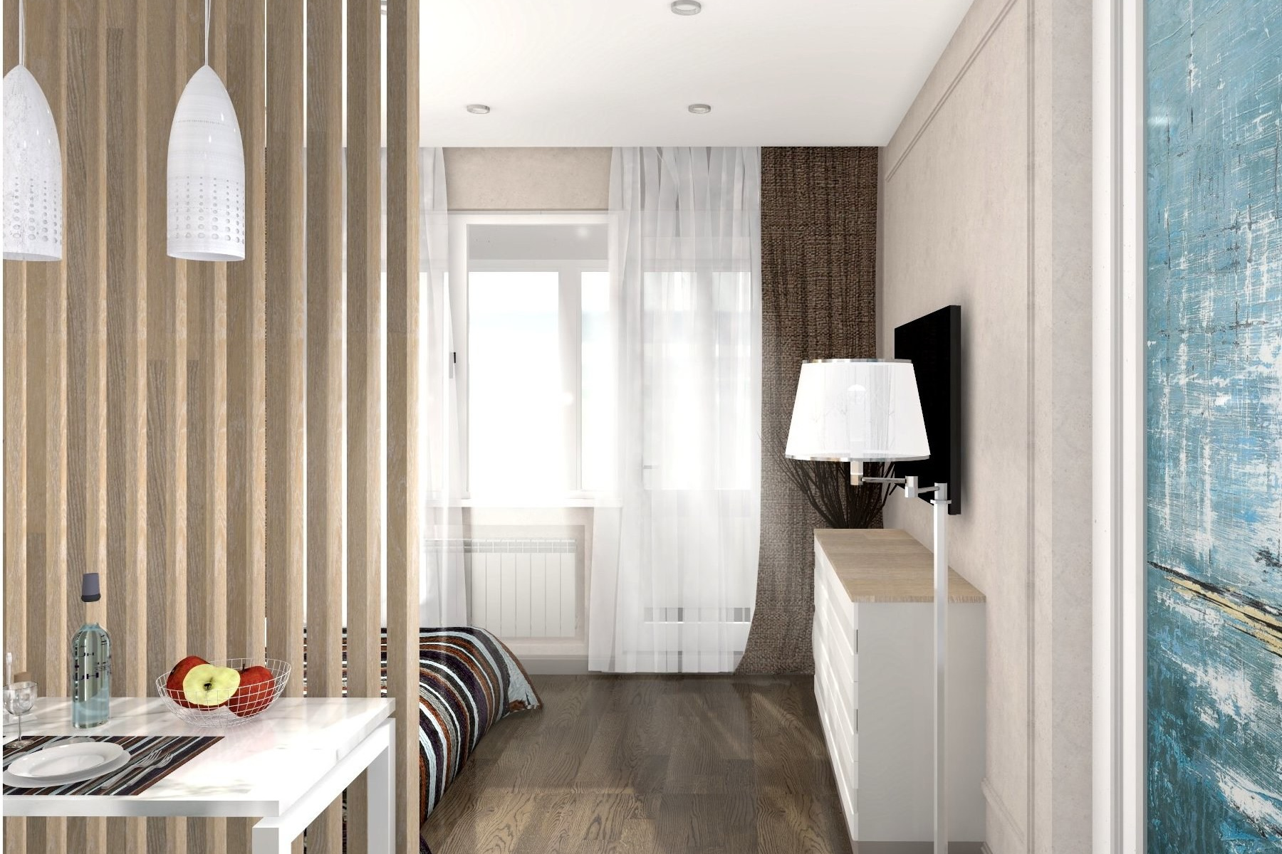 2022. Дизайн интерьера студии. г. Анапа. 