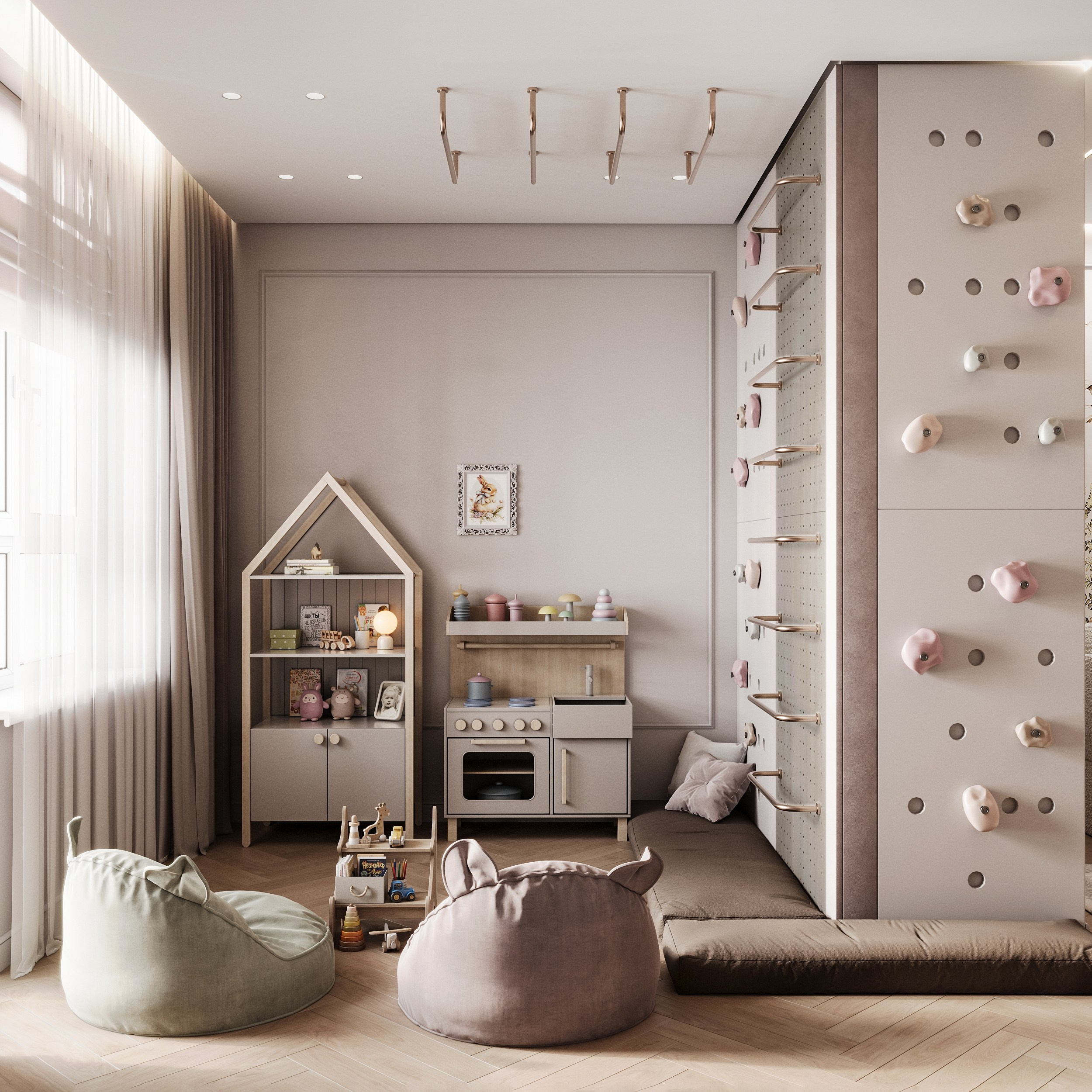 Игровая зона для маленькой принцессы, в дальнейшем трансформирующаяся в рабочую зону