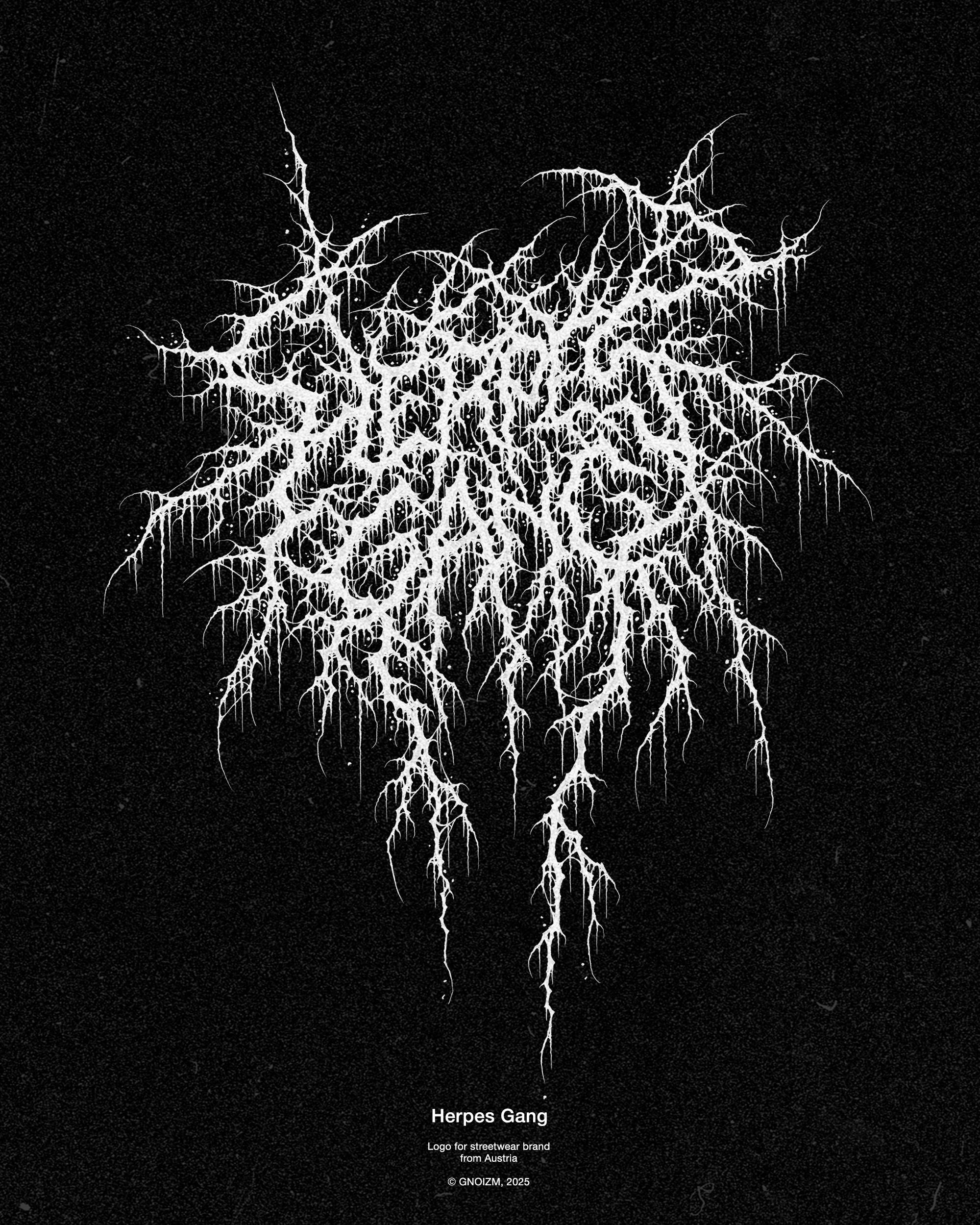 Herpes Gang - black metal logo design - variation with a lot of drips and webs