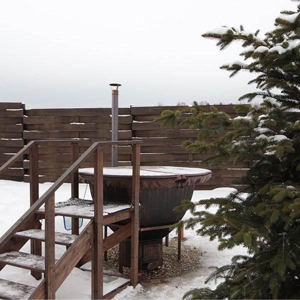 Аренда дома с чаном баней на Новый год - Загородный домик на 6 человек. Коттедж А-фрейм с баней и уличным чаном в Подмосковье - в аренду для отдыха