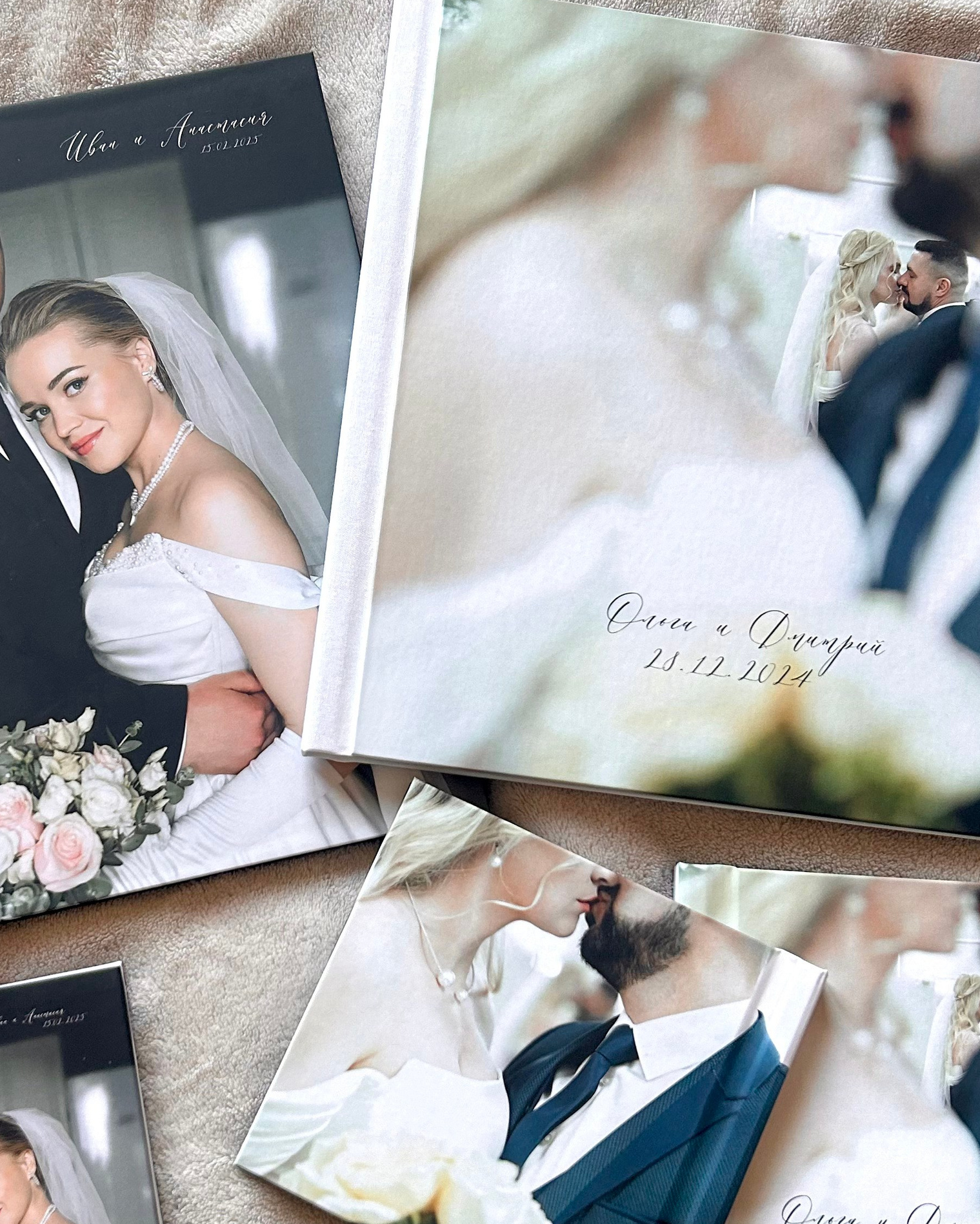 Свадебные фотокниги с обложкой с фотообложкой и тканью на обратной стороне