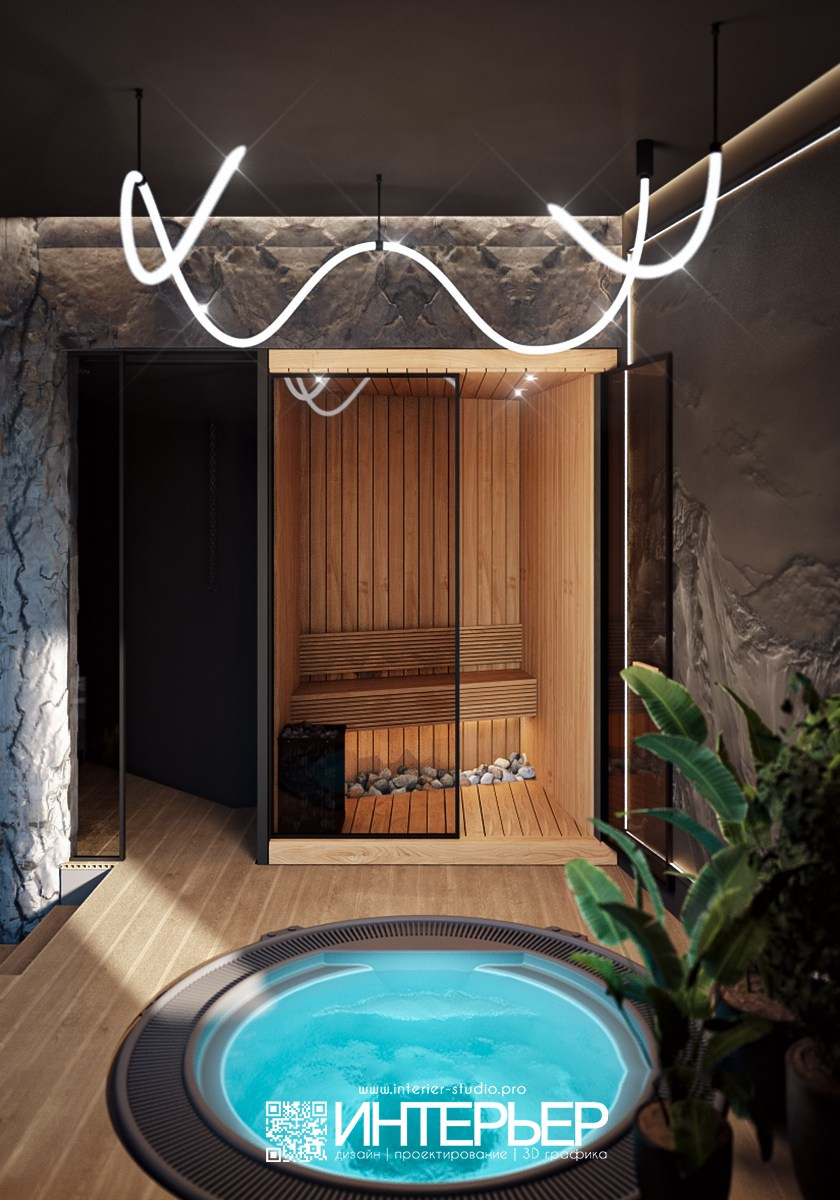 Дизайн-проект Гостевого дом со Спа, Хамамом, сауной и Джакузи в г. Кисловодске. Дизайн интерьера, 3D визуализация и 3D моделирование. Создание проектов и чертежей. КМВ: Кисловодск, Пятигорск, Ессентуки и удаленно