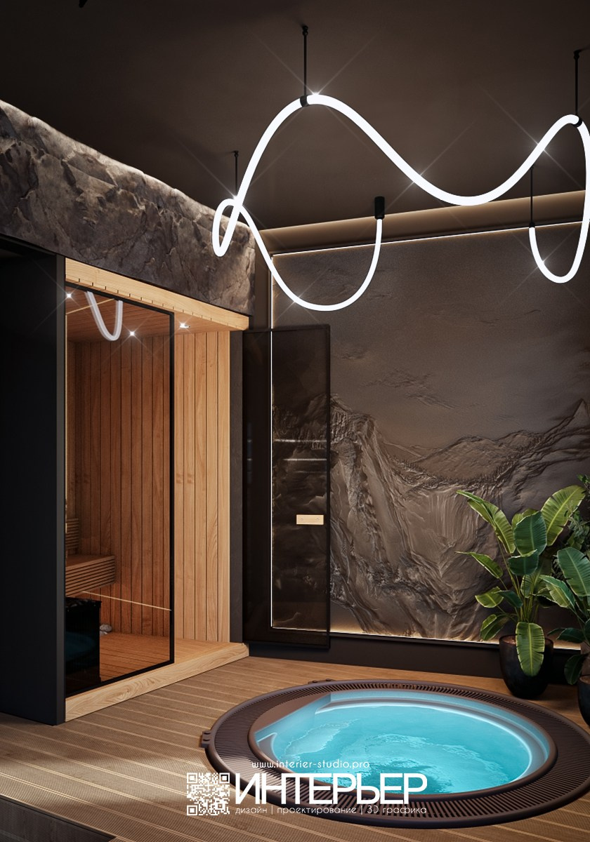 Дизайн-проект Гостевого дом со Спа, Хамамом, сауной и Джакузи в г. Кисловодске. Дизайн интерьера, 3D визуализация и 3D моделирование. Создание проектов и чертежей. КМВ: Кисловодск, Пятигорск, Ессентуки и удаленно
