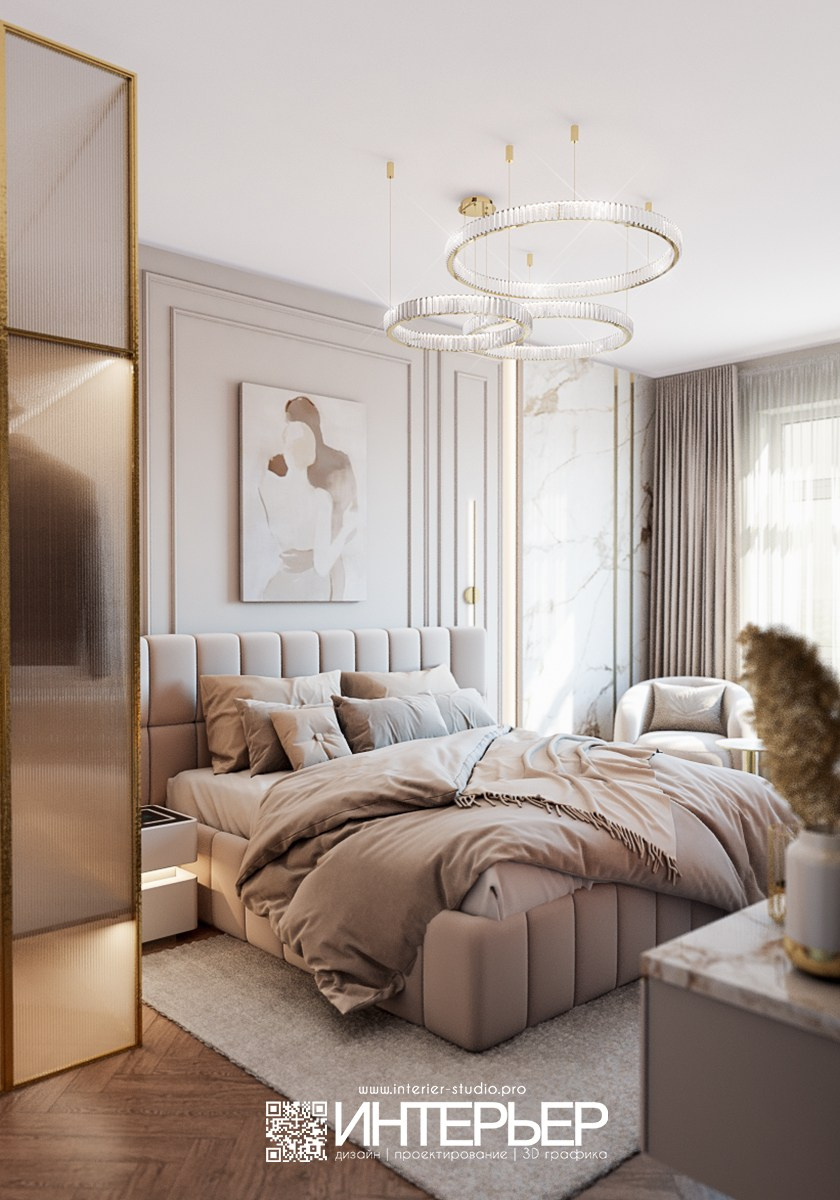 Спальня для Ольги ЖК Парковый. Дизайн интерьера, 3D визуализация и 3D моделирование. Создание проектов и чертежей. КМВ: Кисловодск, Пятигорск, Ессентуки и удаленно