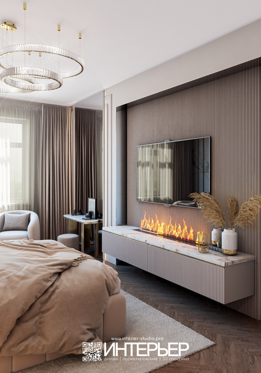 Спальня для Ольги ЖК Парковый. Дизайн интерьера, 3D визуализация и 3D моделирование. Создание проектов и чертежей. КМВ: Кисловодск, Пятигорск, Ессентуки и удаленно